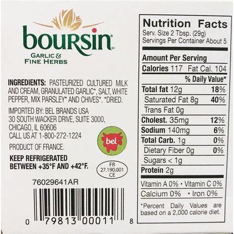 boursin cheese nutrition facts